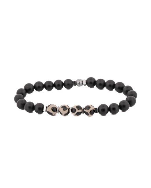 Ebru Jewelry Black Tibetan Agate Beaded Bracelet for men