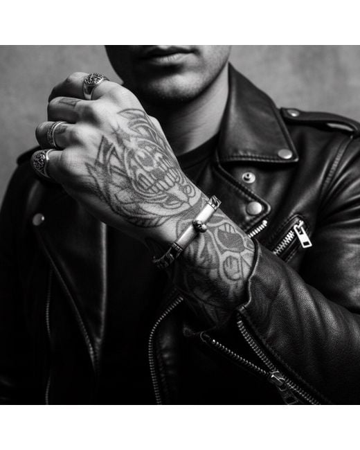 Tg-Jewellery by Tamara Gervasio Metallic Skull Flat Curb Bracelet for men