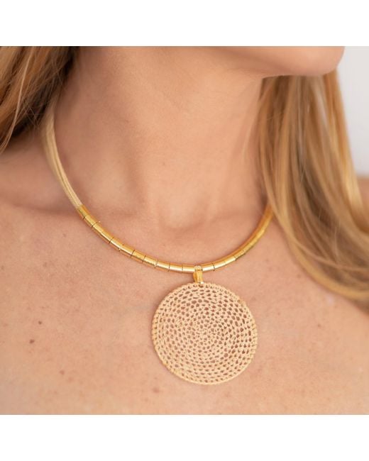 Nart Nature Making Art Metallic Neutrals The Dream Catcher Buriti Natural Fiber Necklace