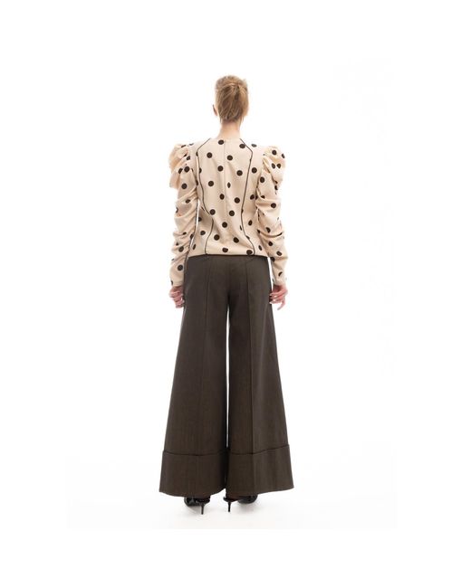 Julia Allert Brown Casual High-Rise Flared Denim Pants