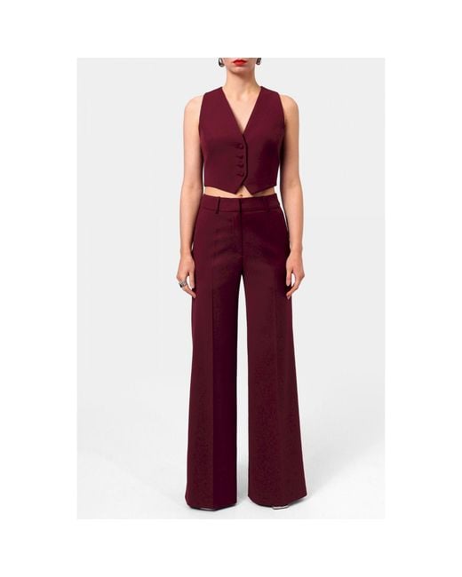 AGGI by HALEWSKI Red Franzi Burgundy Wine Wide Leg Trousers