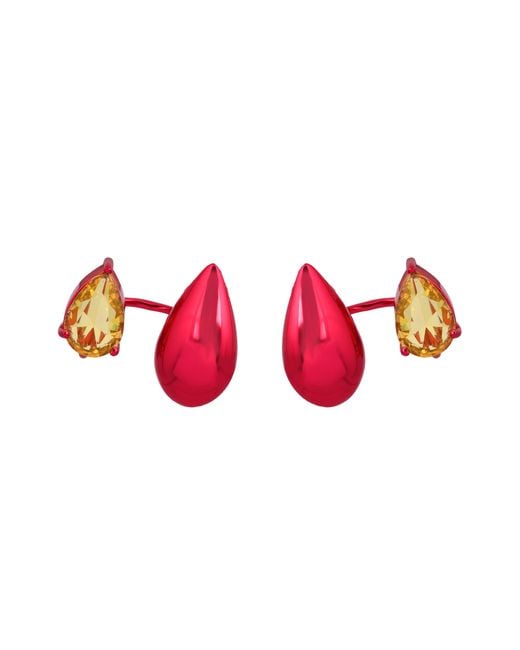 Lavani Jewels Red Kusanagi Drop Earrings