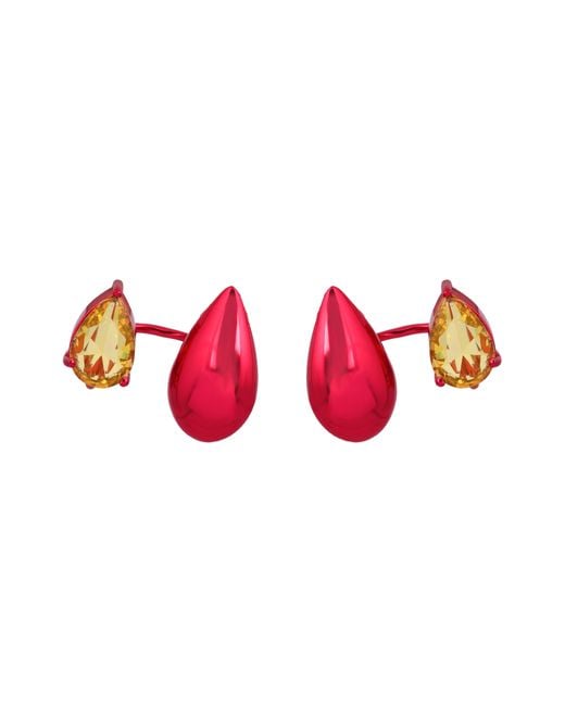 Lavani Jewels Red Pink Kusanagi Drop Earrings