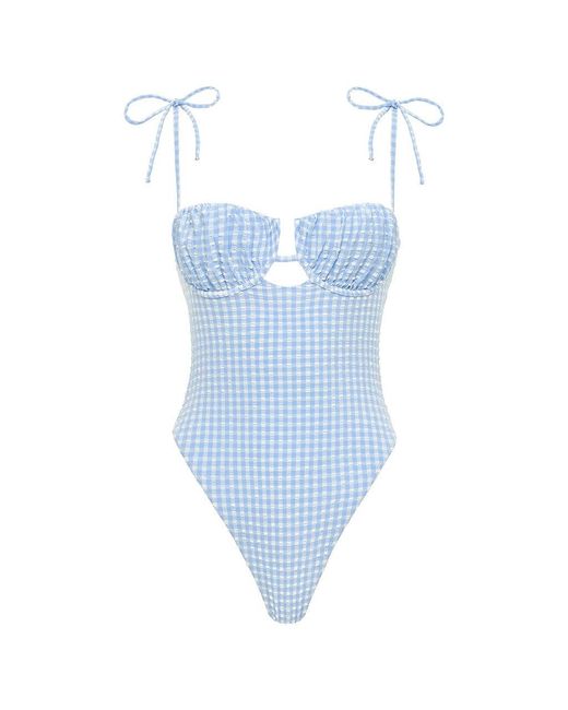 Montce Blue Peri Micro Gingham Petal One-Piece