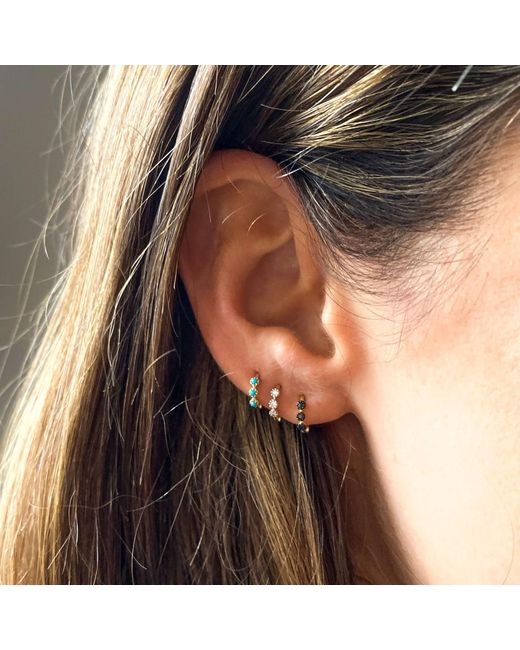 Zohreh Metallic Mini Trilogy Huggie Hoop Earring 9K