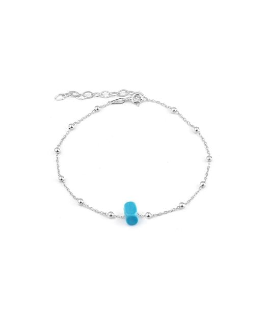 Spero London Blue Sterling Beaded Satellite Chain Bracelet With Gemstone