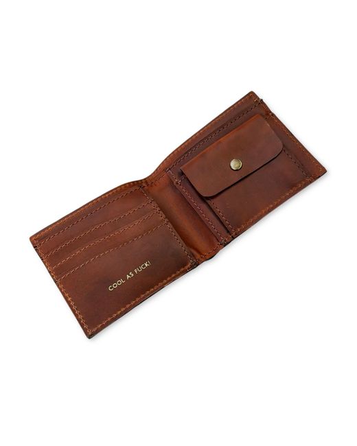 VIDA VIDA Brown Leather Card & Coin Wallet for men