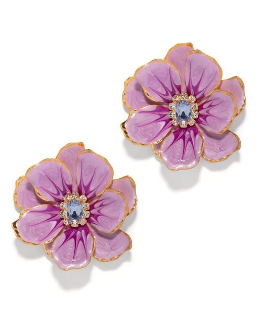 The Pink Reef Purple Large Jewel Box Floral Earrings