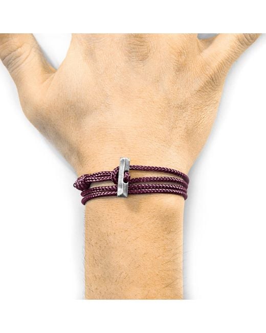 Anchor and Crew Purple Aubergine Oxford & Rope Bracelet for men
