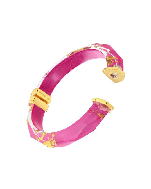 Gold & Honey Pink 24K Leaf Lucite Bangle
