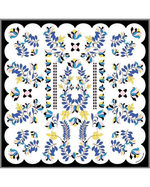 Jessie Zhao New York Green Double Sided Silk Scarf Floral Parade