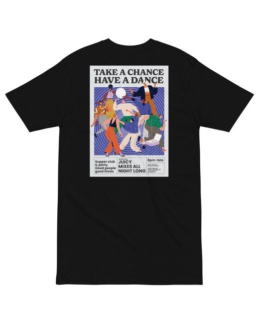 Anchor and Crew Black Take A Chance Have A Dance Disco! Heavy Cotton Embroidered T-Shirt for men