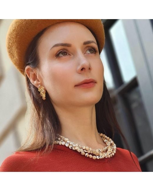 Farra Metallic Flower Agate Statement Earrings