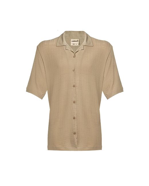 Monique Store Natural Neutrals Linen Button Down Short Sleeve Shirt for men
