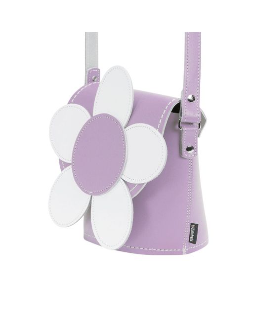 Zatchels Purple Handmade Leather Daisy Barrel Bag