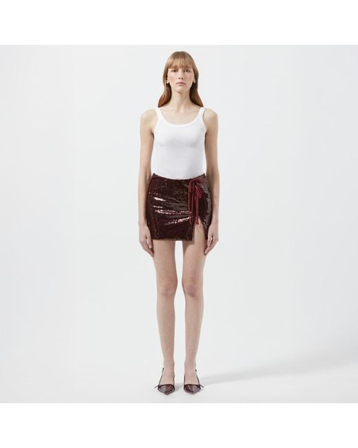 Herfetch Purple Neutrals Mini Bling Bling Skirt-Burgundy
