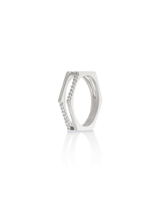 Shabella Nyc White Dual Rectangular Ring