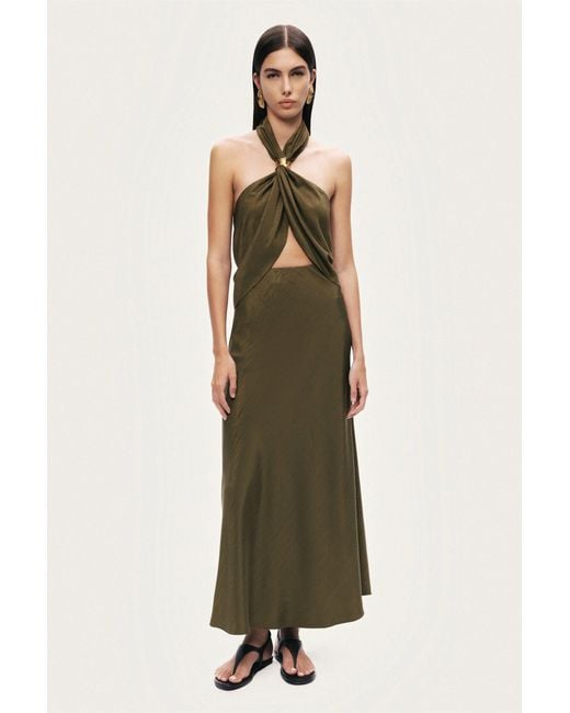 Nocturne Green Neutrals Twist Halter Neck Bustier