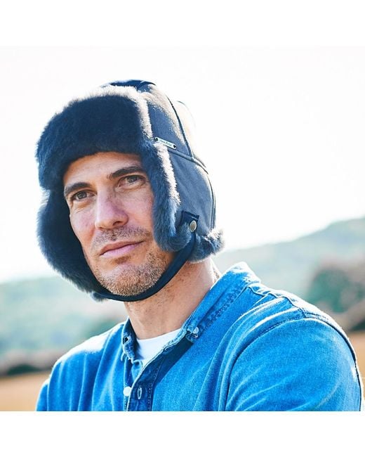 Owen Barry Black Sheepskin Trapper Cromita Patchwork for men