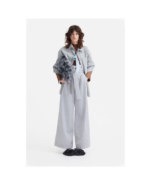 Julia Allert Gray Velvet High Waist Trousers