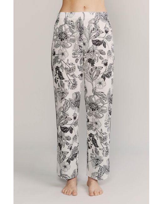 Kato White Broad Beach Noire Floral Cotton Pajamas