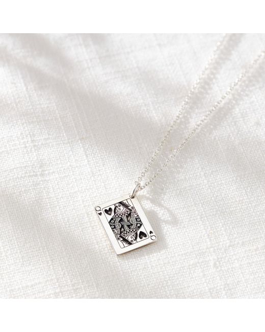 Posh Totty Designs White Queen Of Hearts Playing Card Charm Necklace