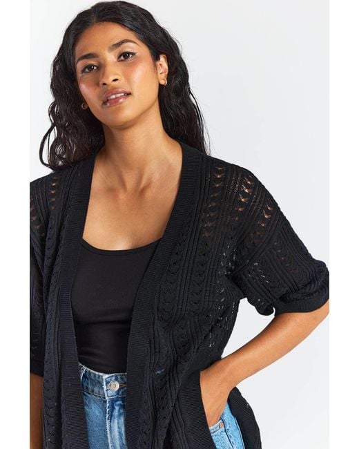 Brodie Cashmere Black Open Stitch Kimono