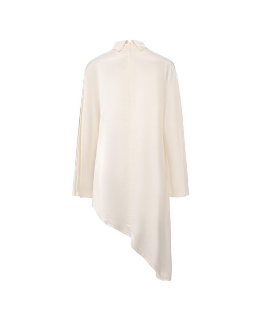 FRONT ROW SHOP White Asymmetric Slouch-Neck Blouse