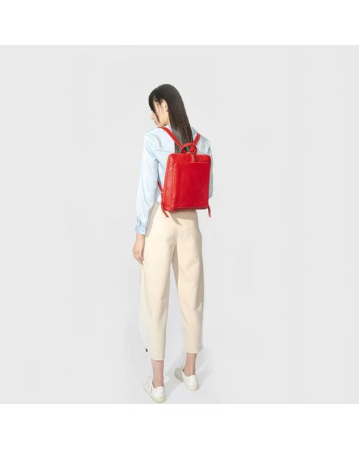 Hides Leather Co. Red Minimal Handmade Genuine Leather Backpack