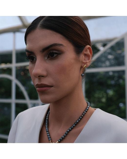 LINYA JEWELLERY Metallic Gera Pearl Dangle Earrings