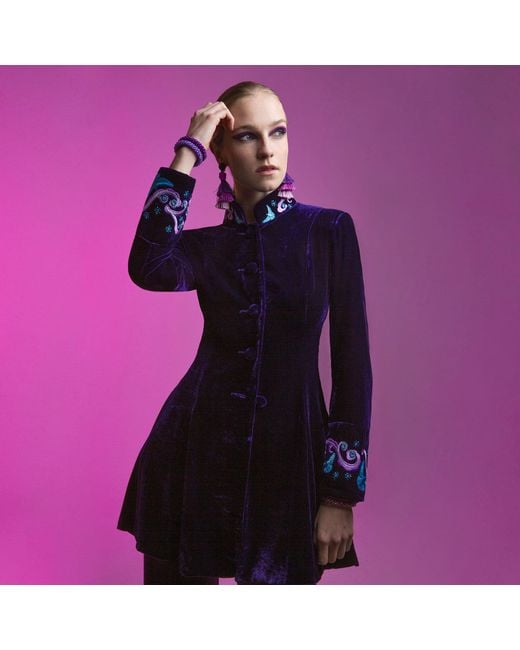 Beatrice von Tresckow Blue Velvet Lalique Dove Swing Jacket