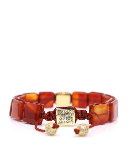 Shar Oke Red Carnelian Square Bracelet for men