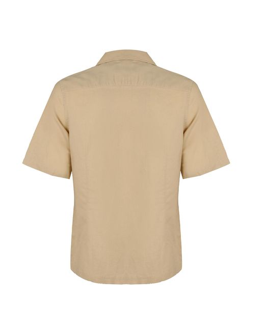 DAVID WEJ Natural Neutrals Hugo Linen Cuban Collar Shirt for men