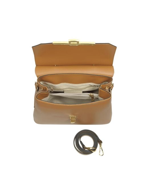 Le Parmentier Brown Atlanta Top Handle Satchel Bag W/Shoulder Strap