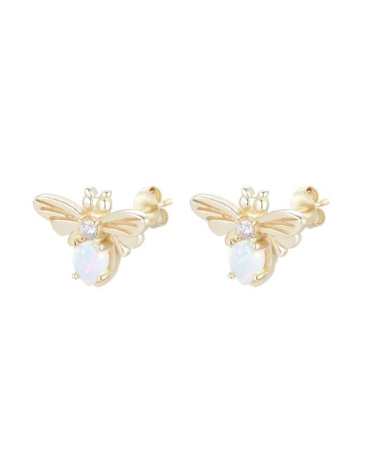 KAMARIA Metallic Opal Bee Stud Earrings