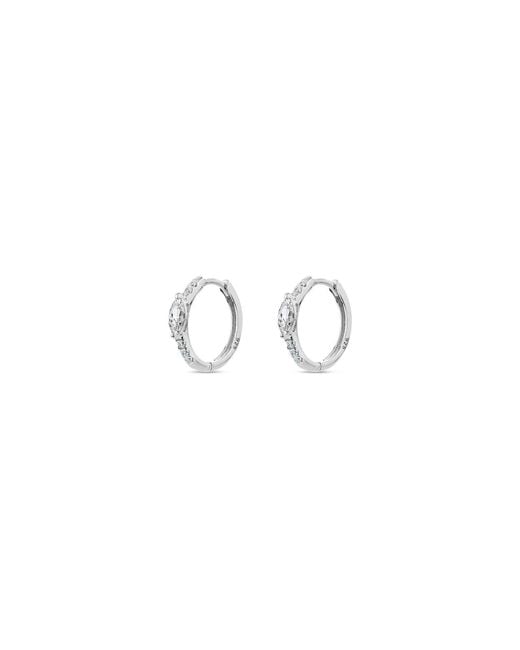SALLY SKOUFIS Metallic Natural Huggie Earrings With Made Cz Diamond Stimulant