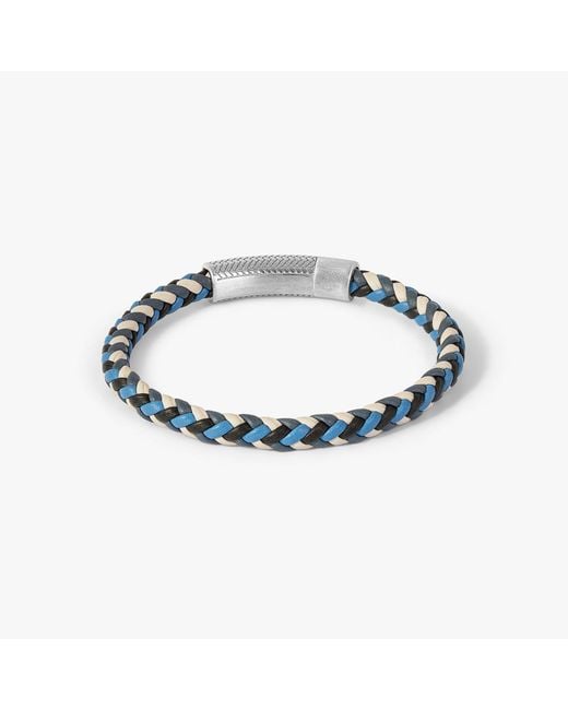 Tateossian Blue Herringbone Click Multi Pelle Bracelet for men