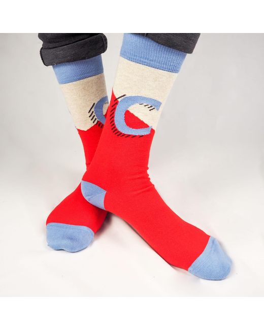 Peper Harow - Made in England Red Alphabet Socks – C for men