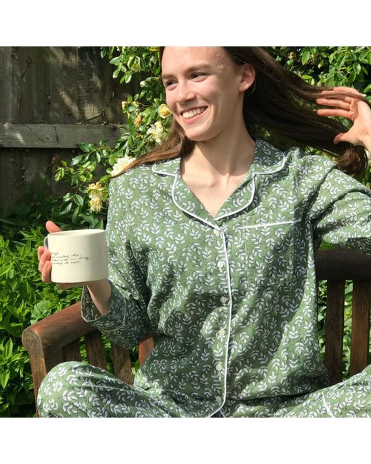 Lime Tree Design Green Falling Leaf Pyjamas