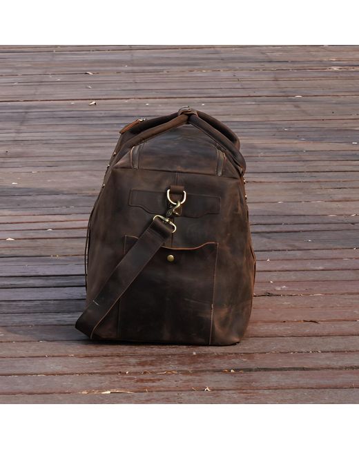 Touri Brown Genuine Leather Luggage Travel Bag for men