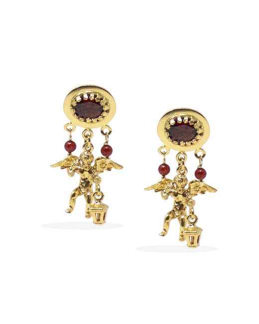 Vintouch Italy Metallic Cherubini Garnet Earrings