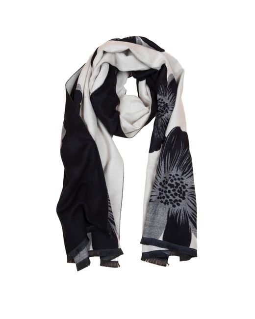 Saachi Black Fresh Floral Reversible Scarf