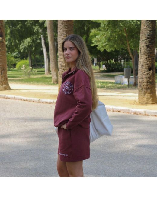 Mimhi Maison Red Oversized Cotton Shorts – Burgundy