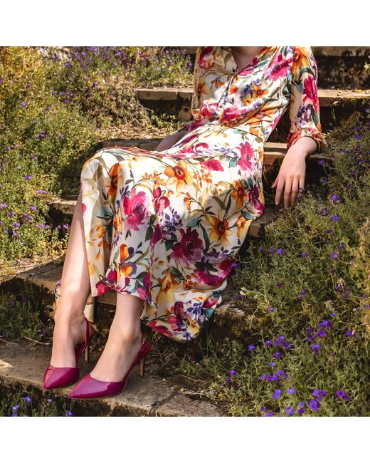 Rosamund Muir London Pink Augusta Fuchsia Duo-Texture Slingback Heels