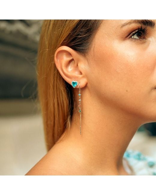 Spero London Blue Heart Of Ocean Sterling Stud Earrings