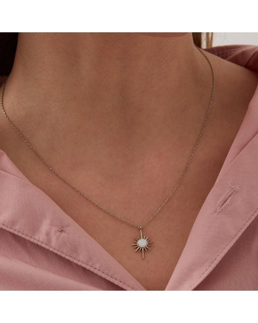 Spero London Metallic Opal Northernstar Sterling Pendant Necklace