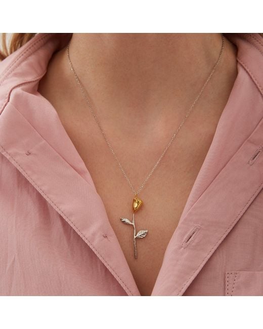 Spero London Metallic Color Rose Sterling Necklace