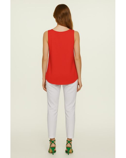 Conquista Red Flowy Abstract Sleeveless Top