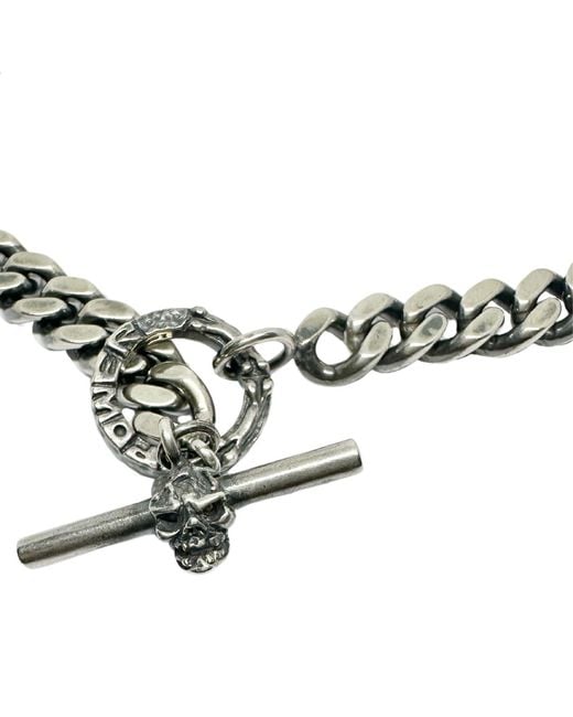 Tg-Jewellery by Tamara Gervasio Metallic Curb Chain With Skull T-Bar Power Japanese Sign for men