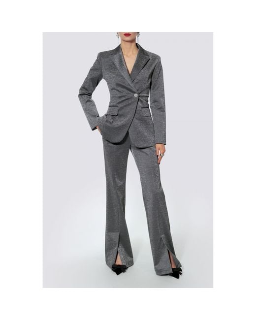 AGGI by HALEWSKI Rachel Flash Hourglass Shaped Sparkling Blazer in Gray ...
